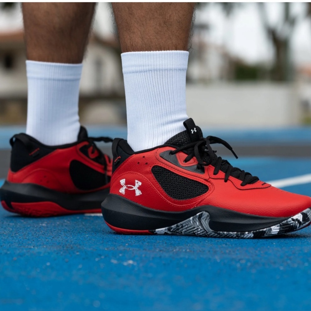 Under Armour Red and Black Sneakers with Breathable Mesh